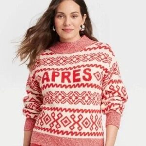 a new day APRES ski Red and White Knit Sweater